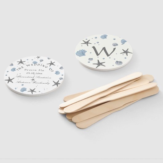 Gray Starfish Blue Beach Weddenschap Handwaaier (Niet-gemonteerd)