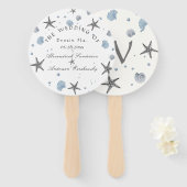 Gray Starfish Blue Beach Weddenschap Handwaaier (Voorkant en achterkant)