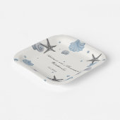 Gray Starfish Blue Shell Beach Wedding Papieren Bordje (Gebogen)