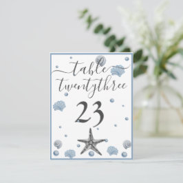 Gray Starfish Blue Shells Beach Weddenschap Bedank Bedankkaart