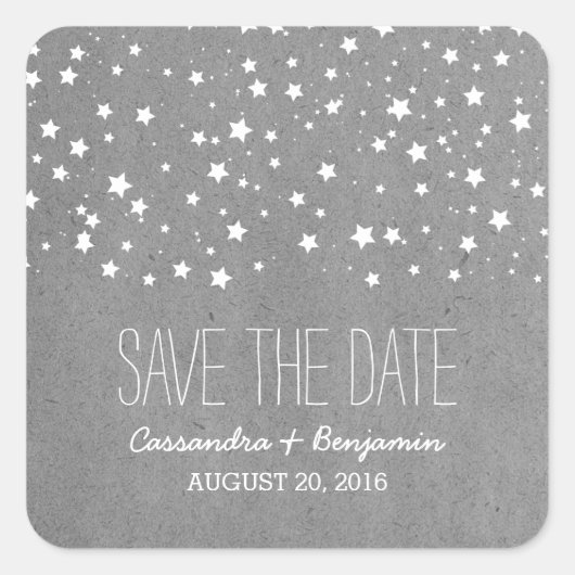 Gray Starry Night Enregistrer la date Stickers (Devant)