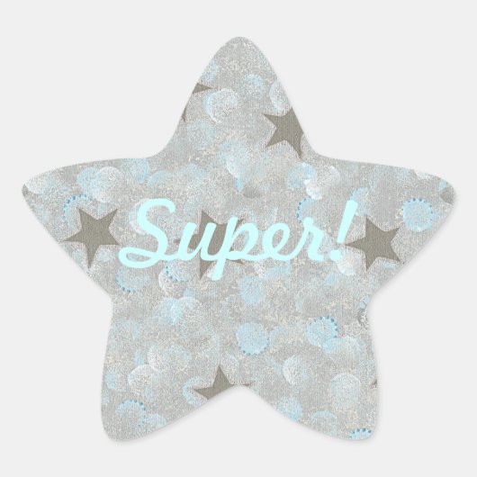 Gray Stars Blue Silver Bubbles Super Stickers (Voorkant)