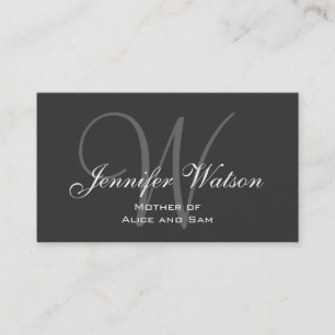 Gray Stylish Monogram Mammie Calling Card Contactkaartje