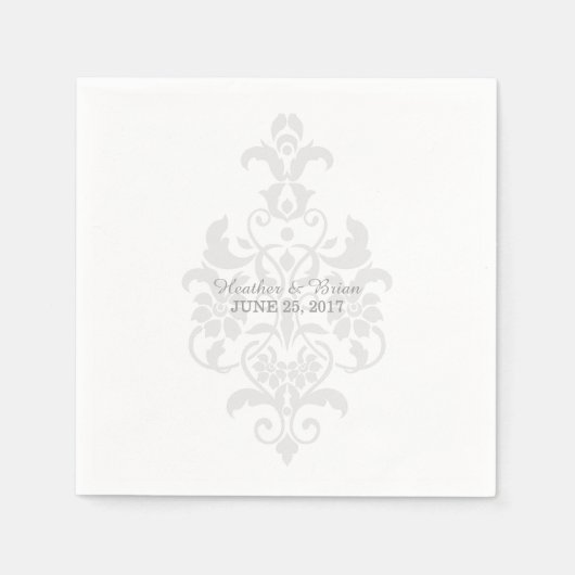 Gray Subtle Damask Paper Napkins Servetten (Voorkant)