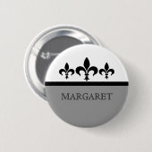 Gray Swanky Fleur De Lis Button (Voorkant /achterkant)
