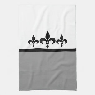Gray Swanky Fleur De Lis Towel Theedoek