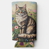 Gray Tabby Cat and Folk Art Flowers  (Achterkant)