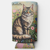 Gray Tabby Cat and Folk Art Flowers  (Voorkant)