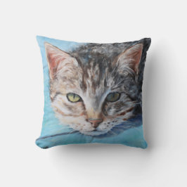 Gray Tabby Cat Eyes Fine Art Kussen