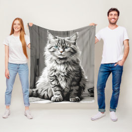Gray Tabby Cat Fleece Deken