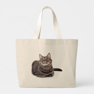 Gray Tabby Cat Grote Tote Bag