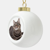Gray Tabby Cat Keramische Bal Ornament (Rechts)