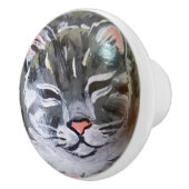 Gray Tabby Cat Kitten Drawer Cabinet Deur Knop (Rechts)