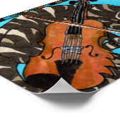 Gray Tabby Cat met Violin Fiddle Folk Art Poster (Hoek)