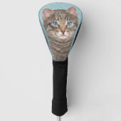 Gray Tabby Cat Painting - Cute Original Cat Art Golfheadcover (Voorkant)