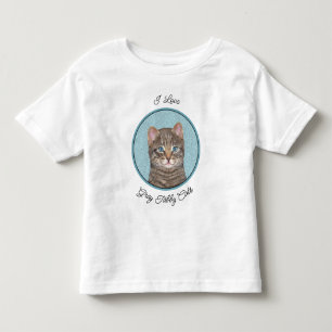 Gray Tabby Cat Painting - Cute Original Cat Art Kinder Shirts