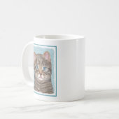 Gray Tabby Cat Painting - Cute Original Cat Art Koffiemok (Voorkant links)