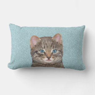 Gray Tabby Cat Painting - Cute Original Cat Art Kussen