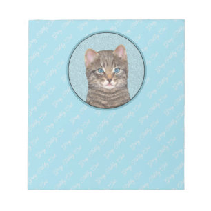 Gray Tabby Cat Painting - Cute Original Cat Art Notitieblok