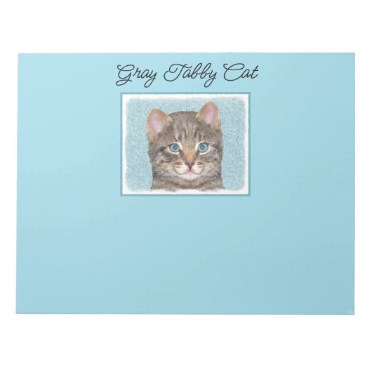 Gray Tabby Cat Painting - Cute Original Cat Art Notitieblok (Voorkant)
