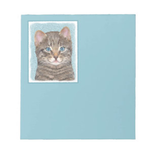 Gray Tabby Cat Painting - Cute Original Cat Art Notitieblok