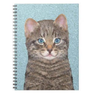 Gray Tabby Cat Painting - Cute Original Cat Art Notitieboek