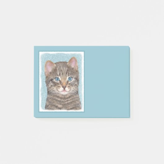 Gray Tabby Cat Painting - Cute Original Cat Art Post-it® Notes (Voorkant)