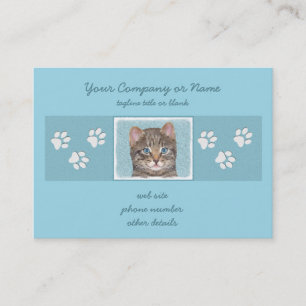 Gray Tabby Cat Painting - Cute Original Cat Art Visitekaartje