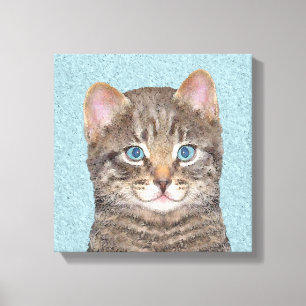 Gray Tabby Cat Painting - Kat Originele Kat Art Canvas Afdruk
