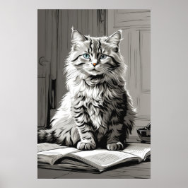 Gray Tabby Cat Poster