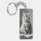 Gray Tabby Cat Sleutelhanger (Voorkant Links)
