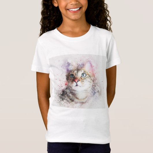 Gray Tabby Cat T-shirt Girls (Voorkant)