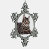 Gray Tabby Cat Tin Sneeuwvlok Ornament (Links)