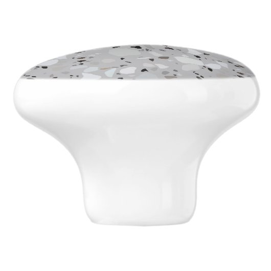 Gray Terrazzo Pattern Keramische Knop (Zijkant)