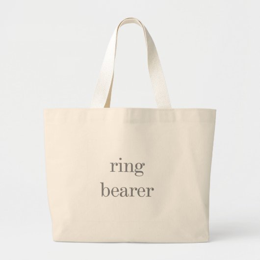 Gray Text Ring Bearer Grote Tote Bag (Voorkant)
