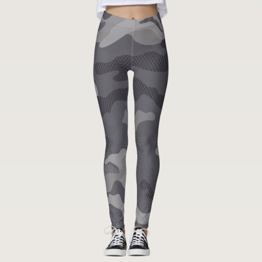 Gray Texture Camouflage. Camo je Leggings (Voorkant)