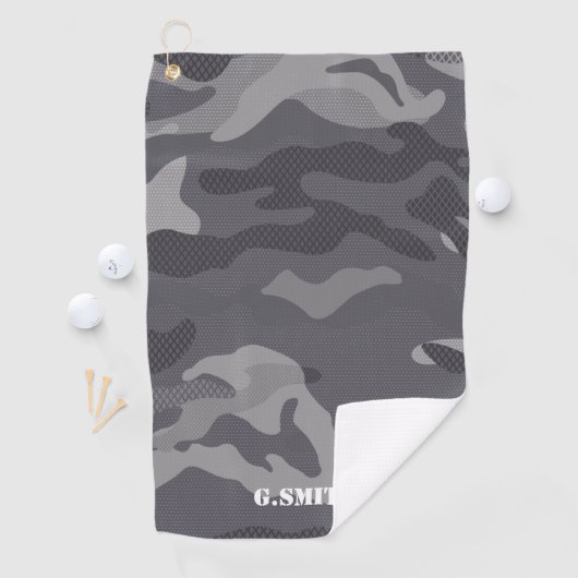 Gray Texture Camouflage Pattern Camouo Golfhanddoek (Insitu)
