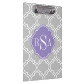 Gray Tile Lattice Pattern Lavener Monogram Klembord (Rechts)