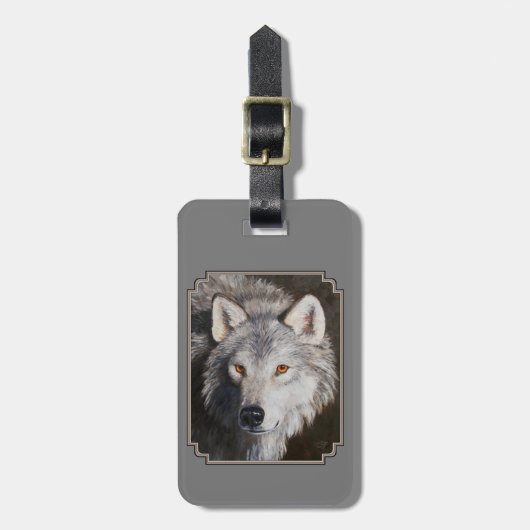 Gray Timber Wolf Face Bagagelabel (Voorkant verticaal)