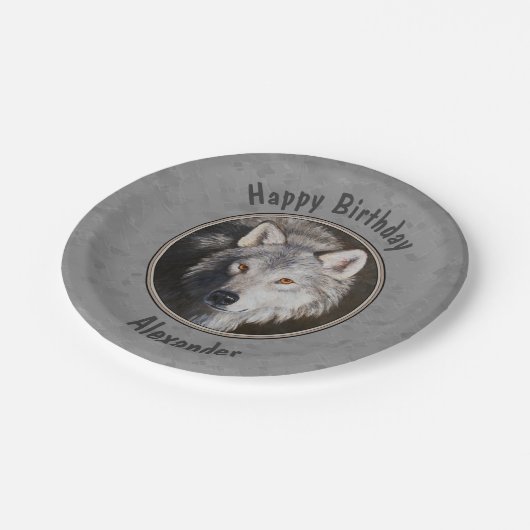 Gray Timber Wolf Face Papieren Bordje (Gekanteld)