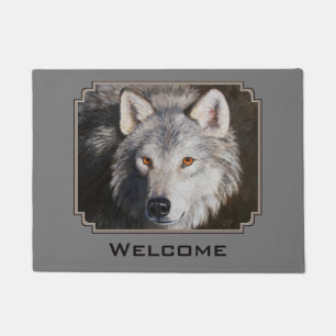 Gray Timber Wolf Face Portret Deurmat