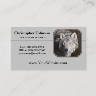 Gray Timber Wolf Face Portret Visitekaartje