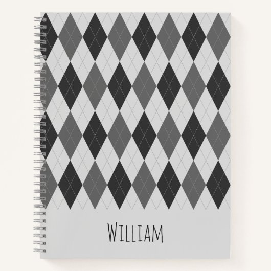 Gray Tones Argyle Pattern-laptop Notitieboek (Voorkant)