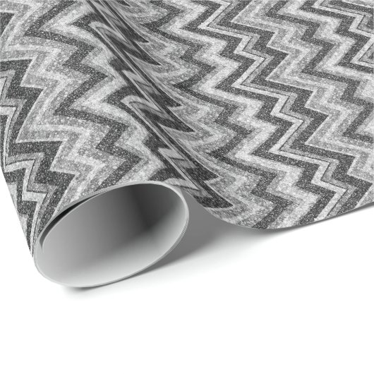 Gray Tones Faux Glitter Chevron Zigzag Pattern Cadeaupapier (Rol Hoek)