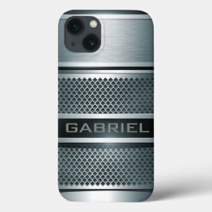 Gray Tones Metal Kijk Collage-Monogram iPhone 13 Hoesje