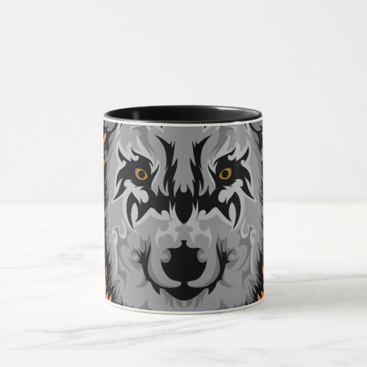Gray Tribal Wolf Head Mok (Midden)