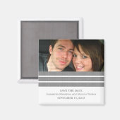 Gray Triple Stripe Photo Save the Date Magnet Magneet (Voorkant / Achterkant)