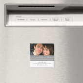 Gray Triple Stripe Photo Save the Date Magnet Magneet (Insitu (Vaatwasser))