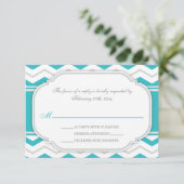 Gray Turquoise Chevron Réception de mariage RSVP C (Debout devant)