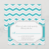 Gray Turquoise Chevron Réception de mariage RSVP C (Devant / Derrière)